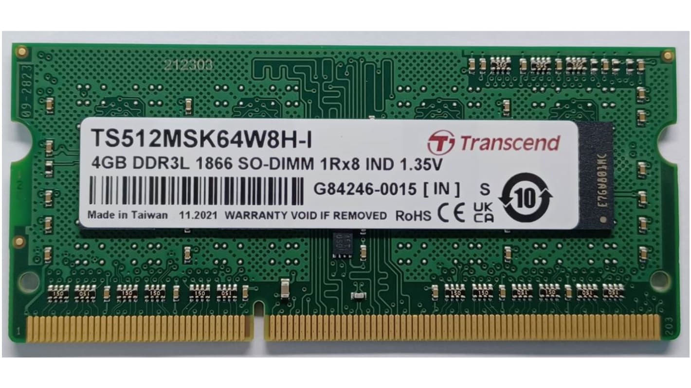Transcend内存, 4GB, DDR3L, 1866Mbit/s, SODIMM插槽