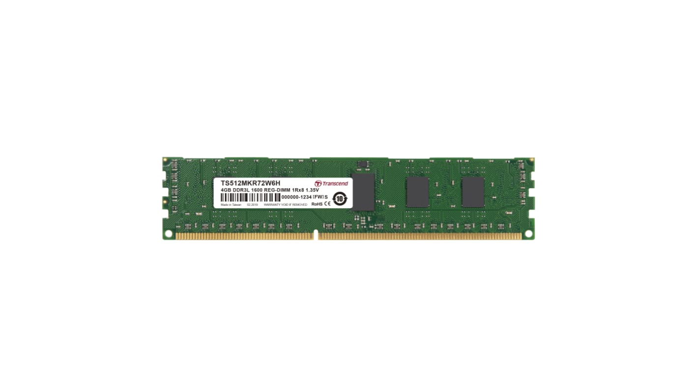 Transcend 4 GB DDR3L RAM, 1600Mbit/s, RDIMM, 1.35V