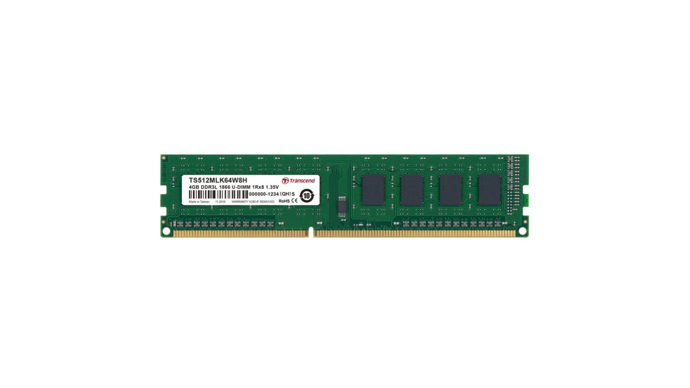 Transcend 4 GB DDR3L RAM, 1866Mbit/s, UDIMM, 1.35V