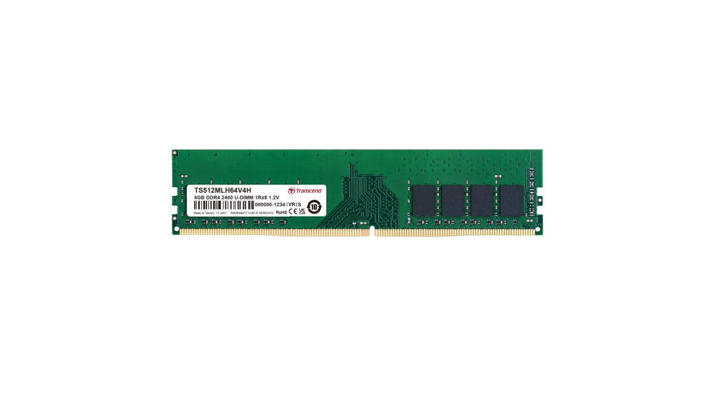 Transcend 4 GB DDR4 Desktop, Laptop RAM, 2400Mbit/s, UDIMM, 1.2V