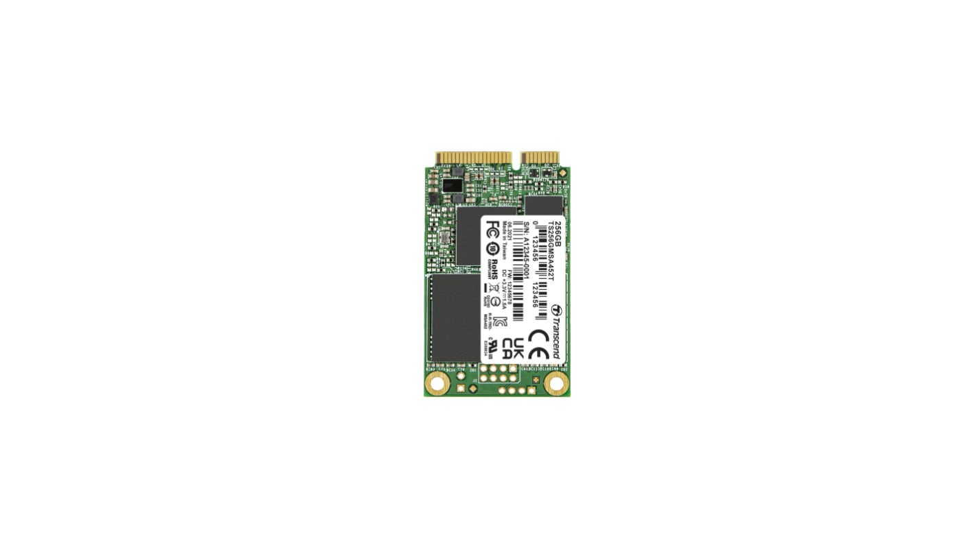Dysk SSD TS256GMSA452T, 256 GB, mSATA, SATA III, wewnętrzny, Transcend 3D TLC