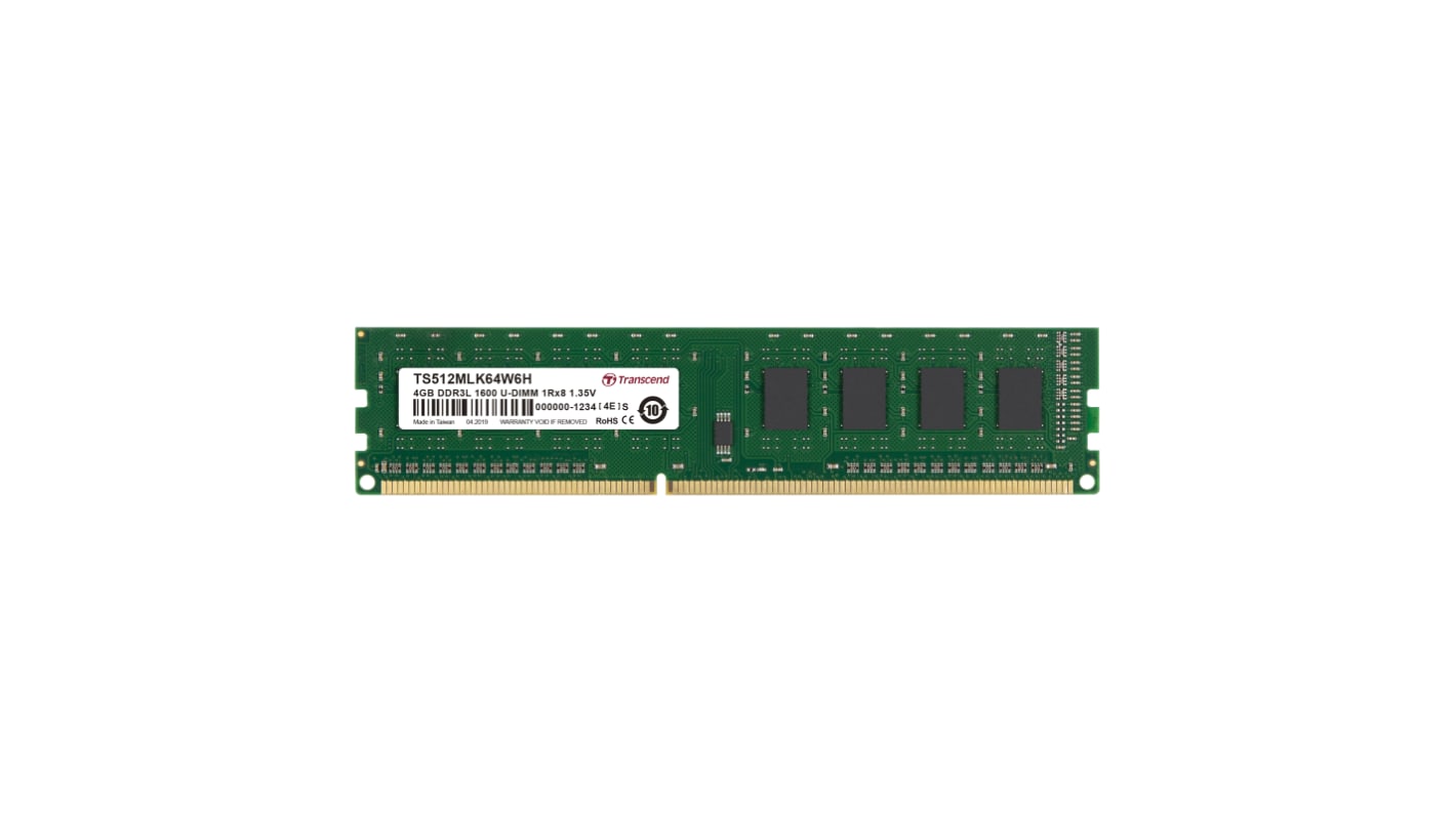 Transcend 2 GB DDR3L RAM, 1600Mbit/s, UDIMM, 1.35V