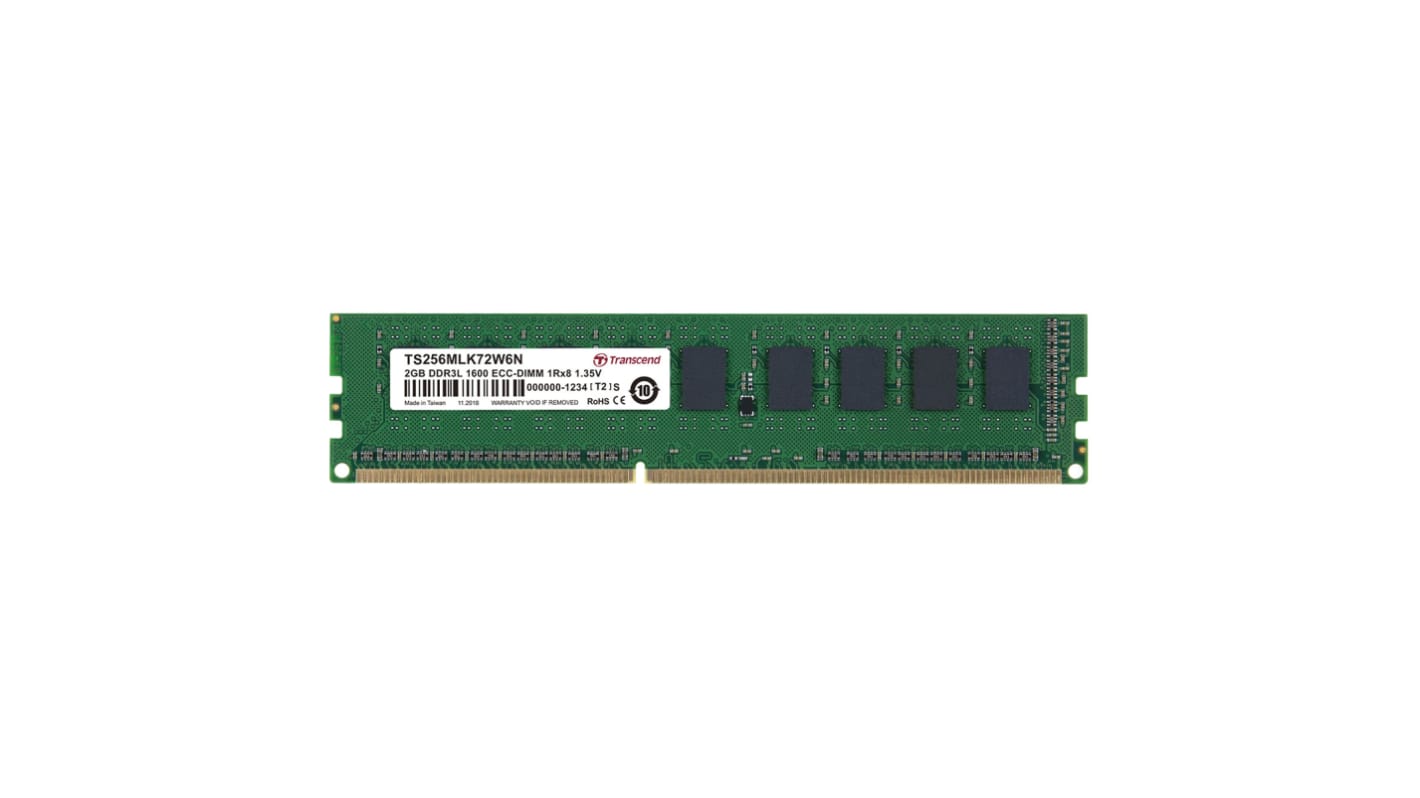 Transcend 2 GB DDR3L Desktop, Server RAM, 1600Mbit/s, UDIMM, 1.35V