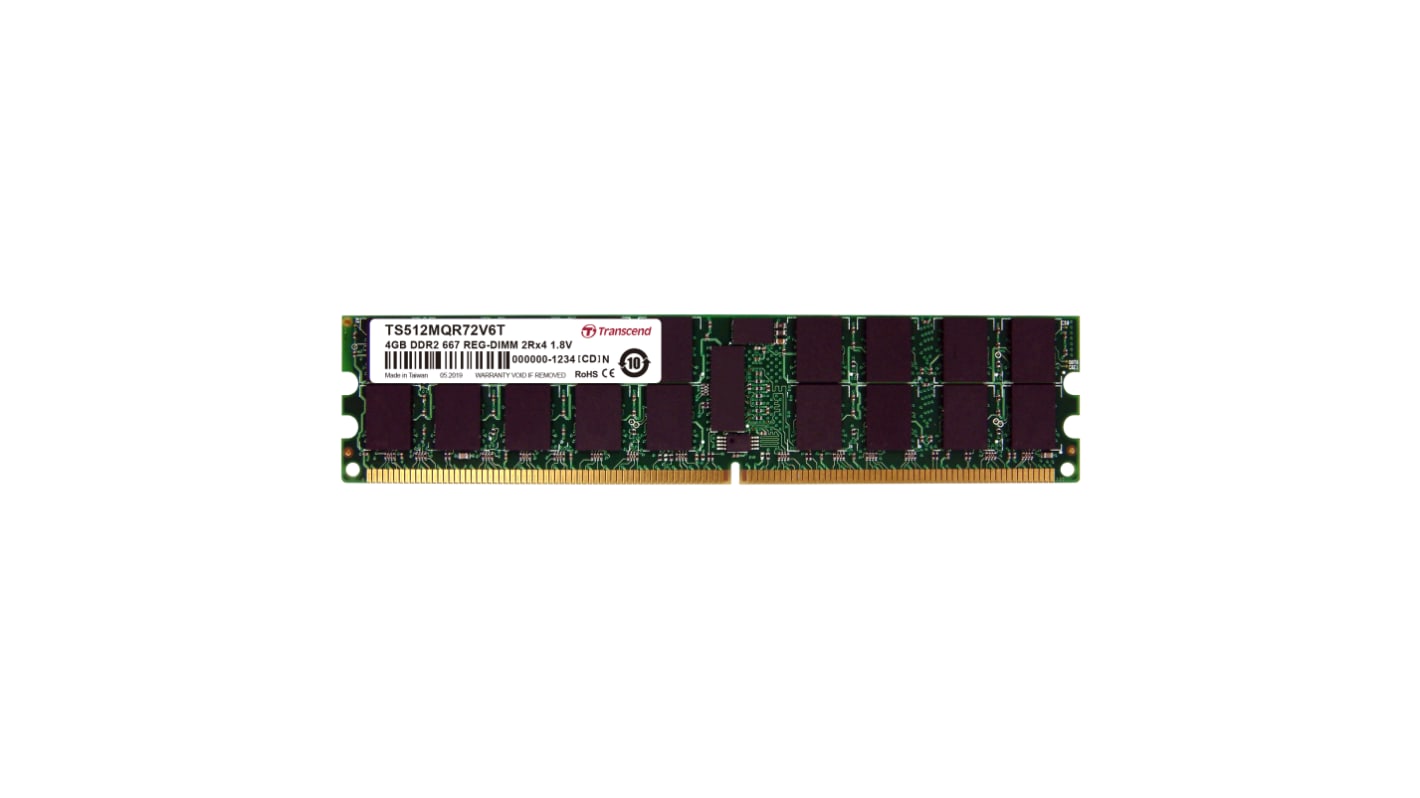 Transcend 4 GB DDR2 Server RAM, 667Mbit/s, RDIMM, 1.8V