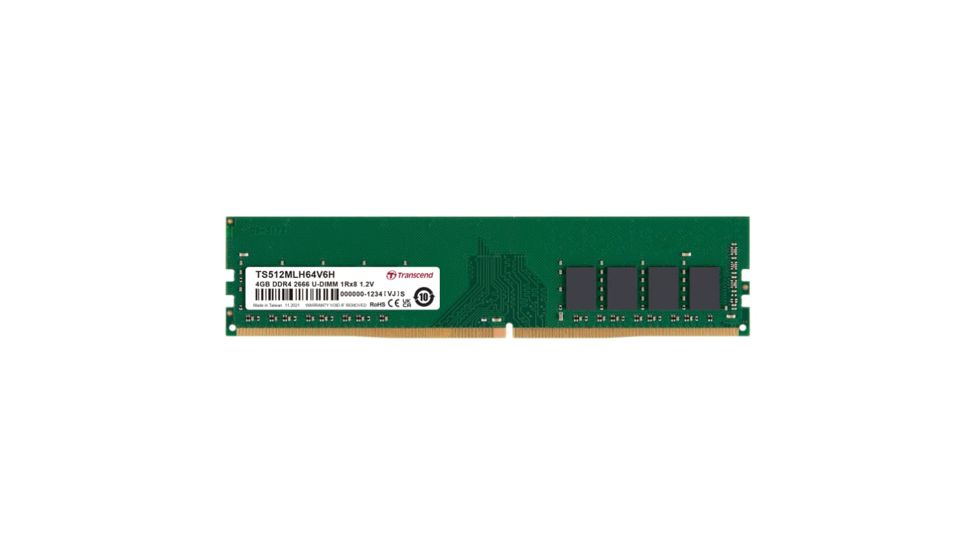 Transcend 4 GB DDR4 Desktop, Laptop RAM, 2666Mbit/s, UDIMM, 1.2V