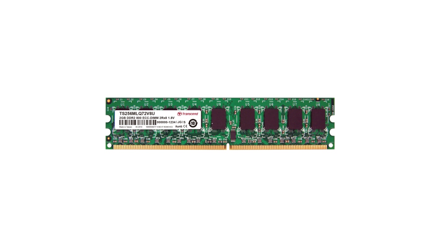 Transcend 台式机, 笔记本内存, 2 GB, DDR2, 800Mbit/s, DIMM插槽