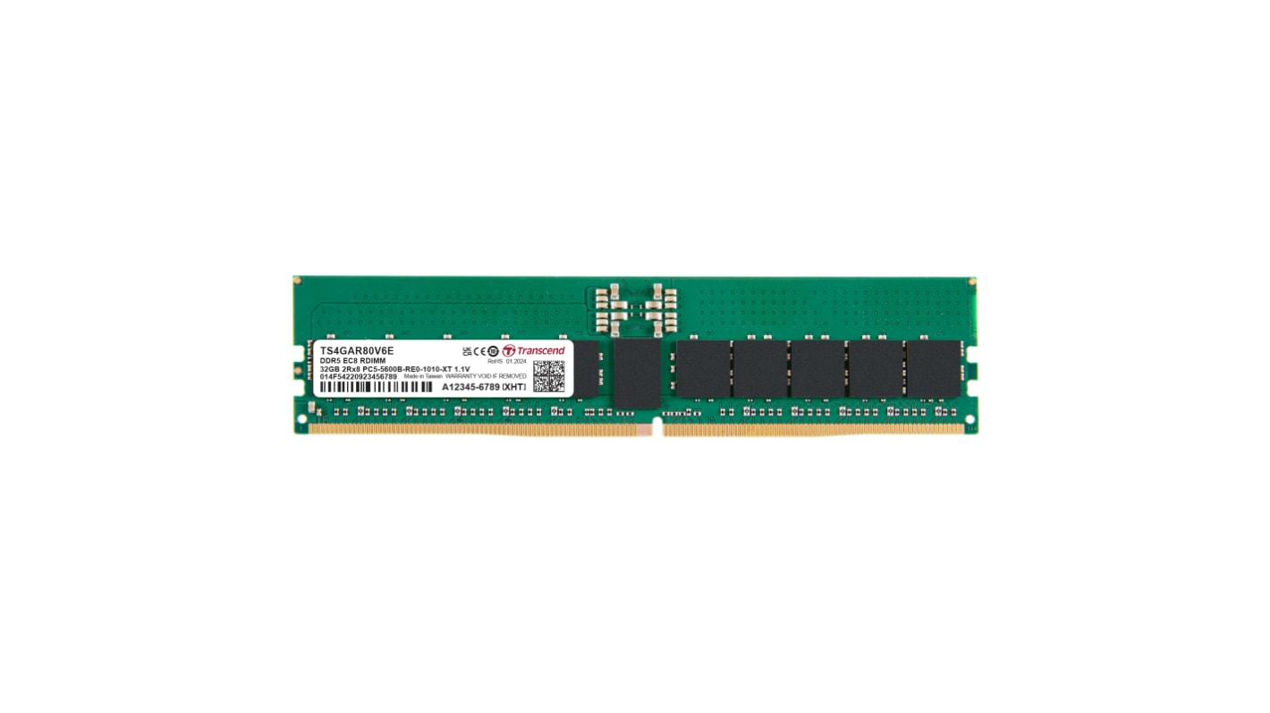 Transcend 32 GB DDR5 Server RAM, 4800Mbit/s, RDIMM, 1.1V