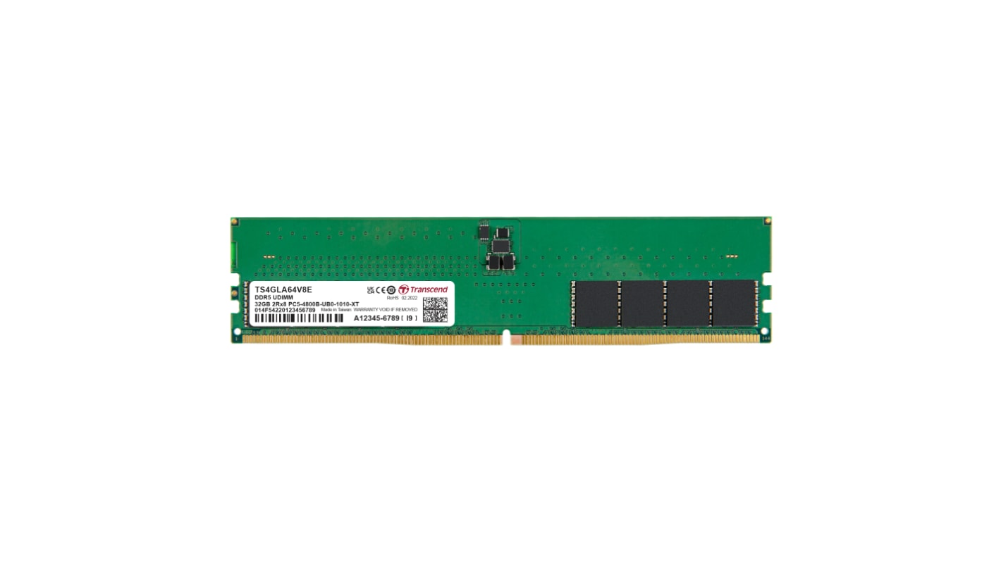 Transcend 32 GB DDR5 Server RAM, 4800Mbit/s, UDIMM, 1.1V