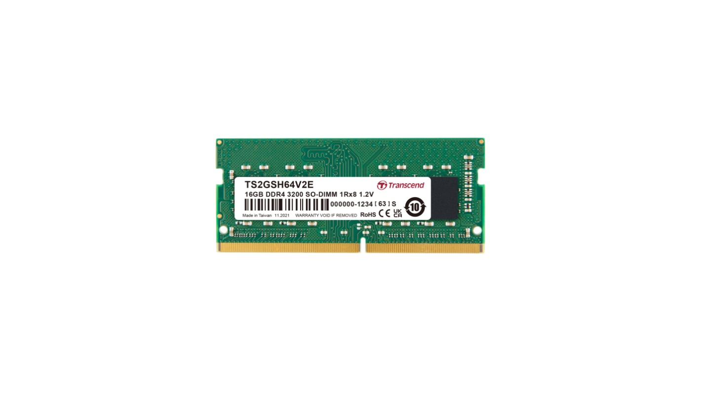 Transcend 16 GB DDR4 Desktop, Laptop RAM, 3200Mbit/s, SODIMM, 1.2V