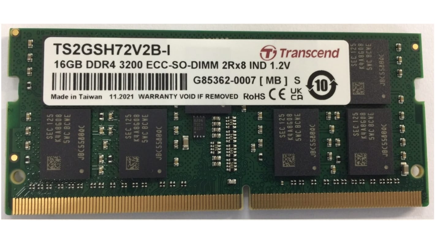Transcend内存, 16GB, DDR4, 3200Mbit/s, SODIMM插槽
