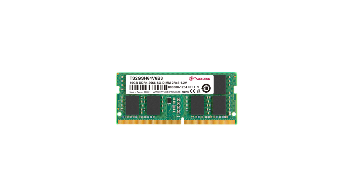 Transcend 16 GB DDR4 Desktop, Laptop RAM, 2666Mbit/s, SODIMM, 1.2V