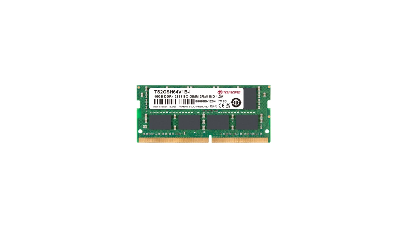 Transcend 16 GB DDR4 RAM, 2133Mbit/s, SODIMM, 1.2V