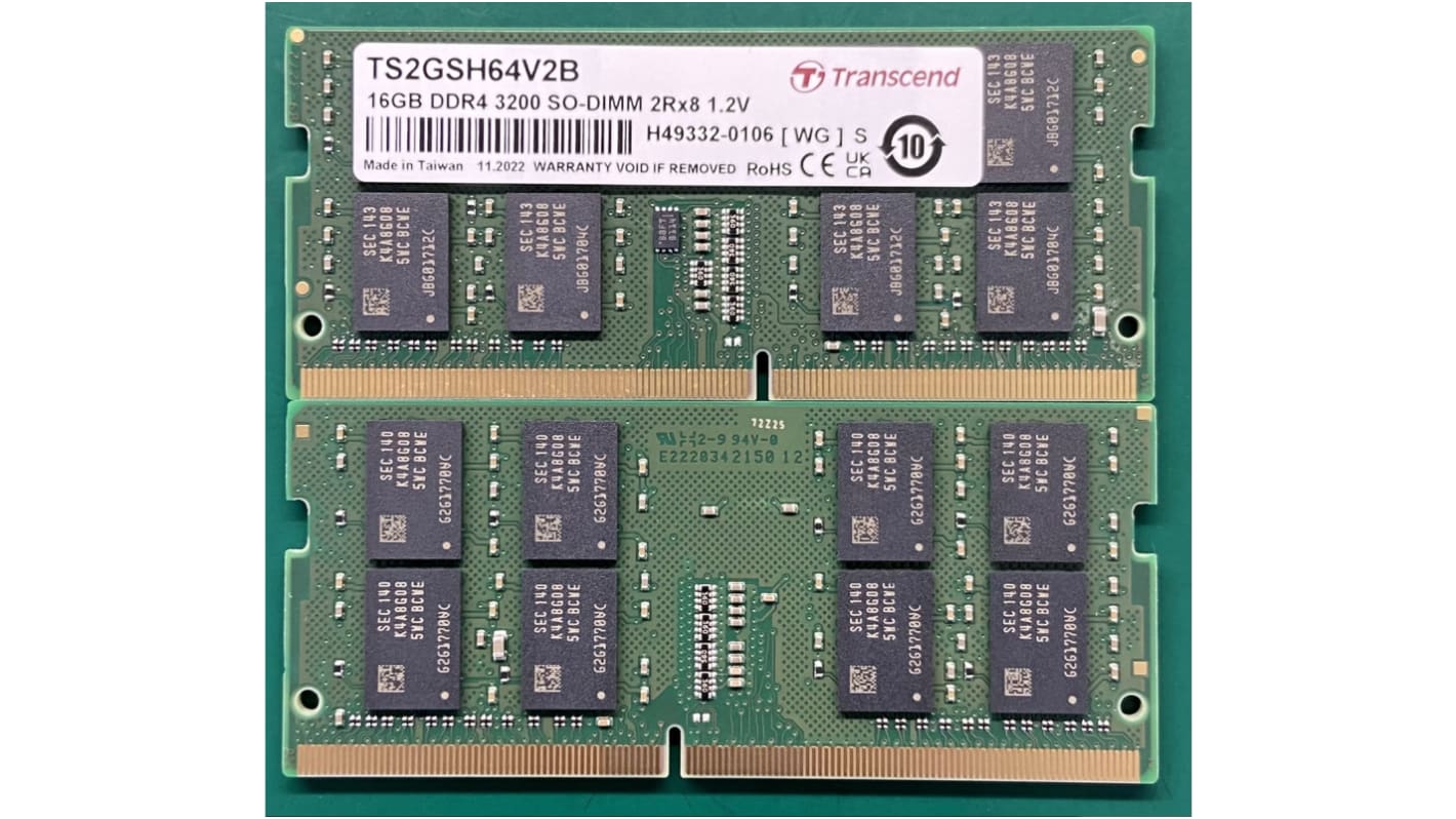Transcend 16 GB DDR4 Desktop, Laptop RAM, 3200Mbit/s, SODIMM, 1.2V