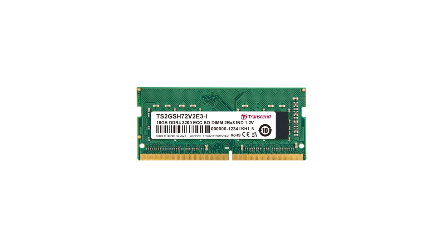 Transcend内存, 16GB, DDR4, 3200Mbit/s, SODIMM插槽