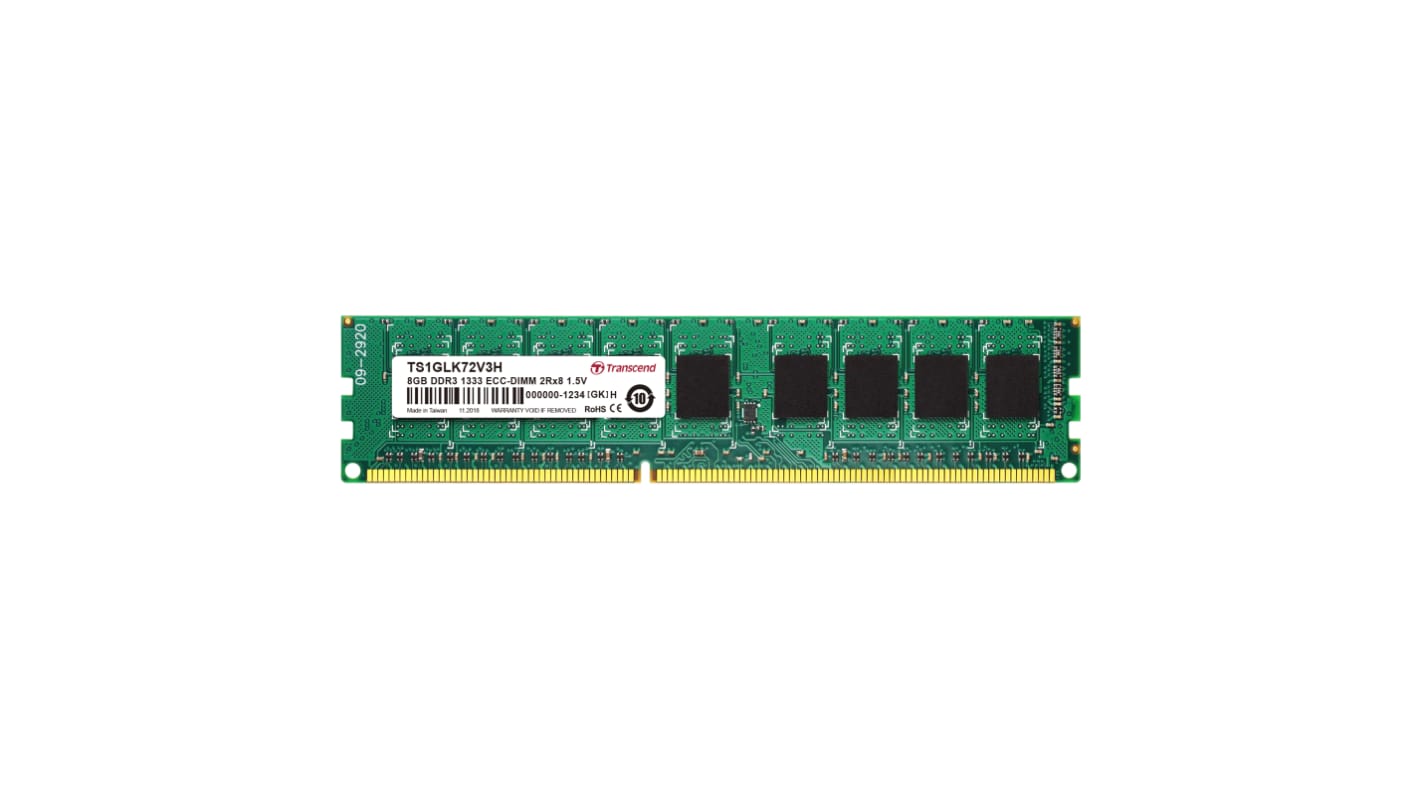 Transcend 8 GB DDR3 Desktop, Server RAM, 1333Mbit/s, DIMM, 1.5V