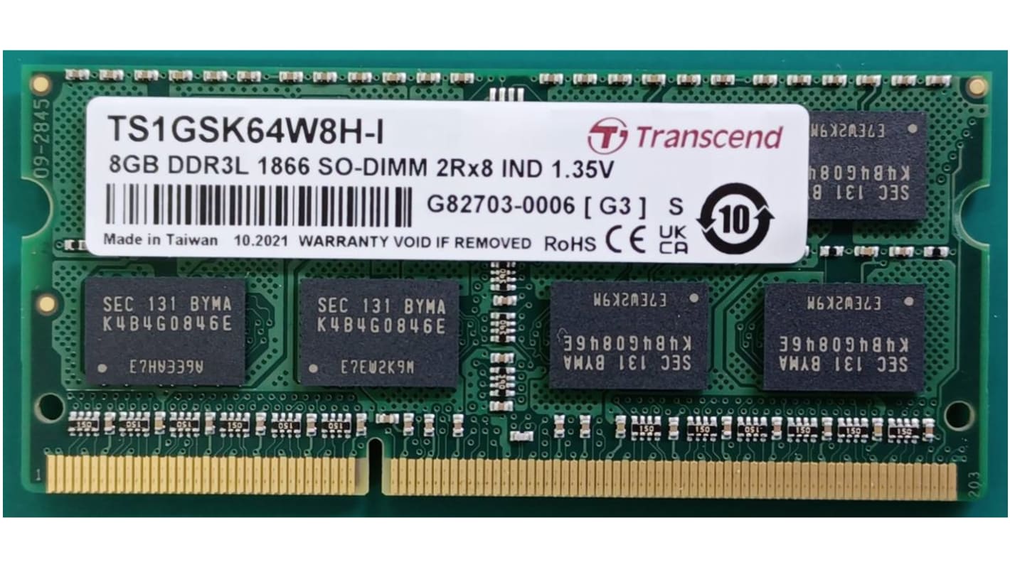 Transcend 8 GB DDR3L RAM, 1866Mbit/s, SODIMM, 1.35V
