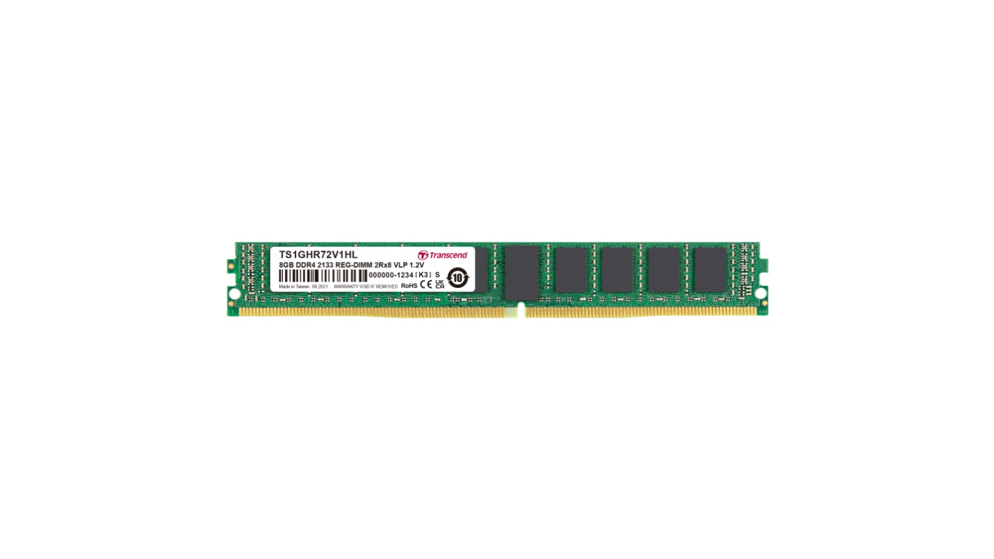 Transcend内存, 8 GB, DDR4, 2133Mbit/s, RDIMM插槽
