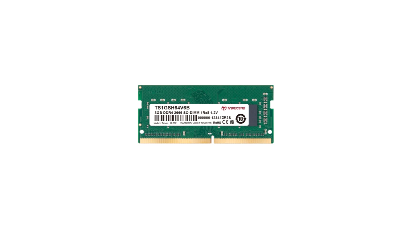 Transcend 8 GB DDR4 Desktop, Laptop RAM, 2666Mbit/s, SODIMM, 1.2V