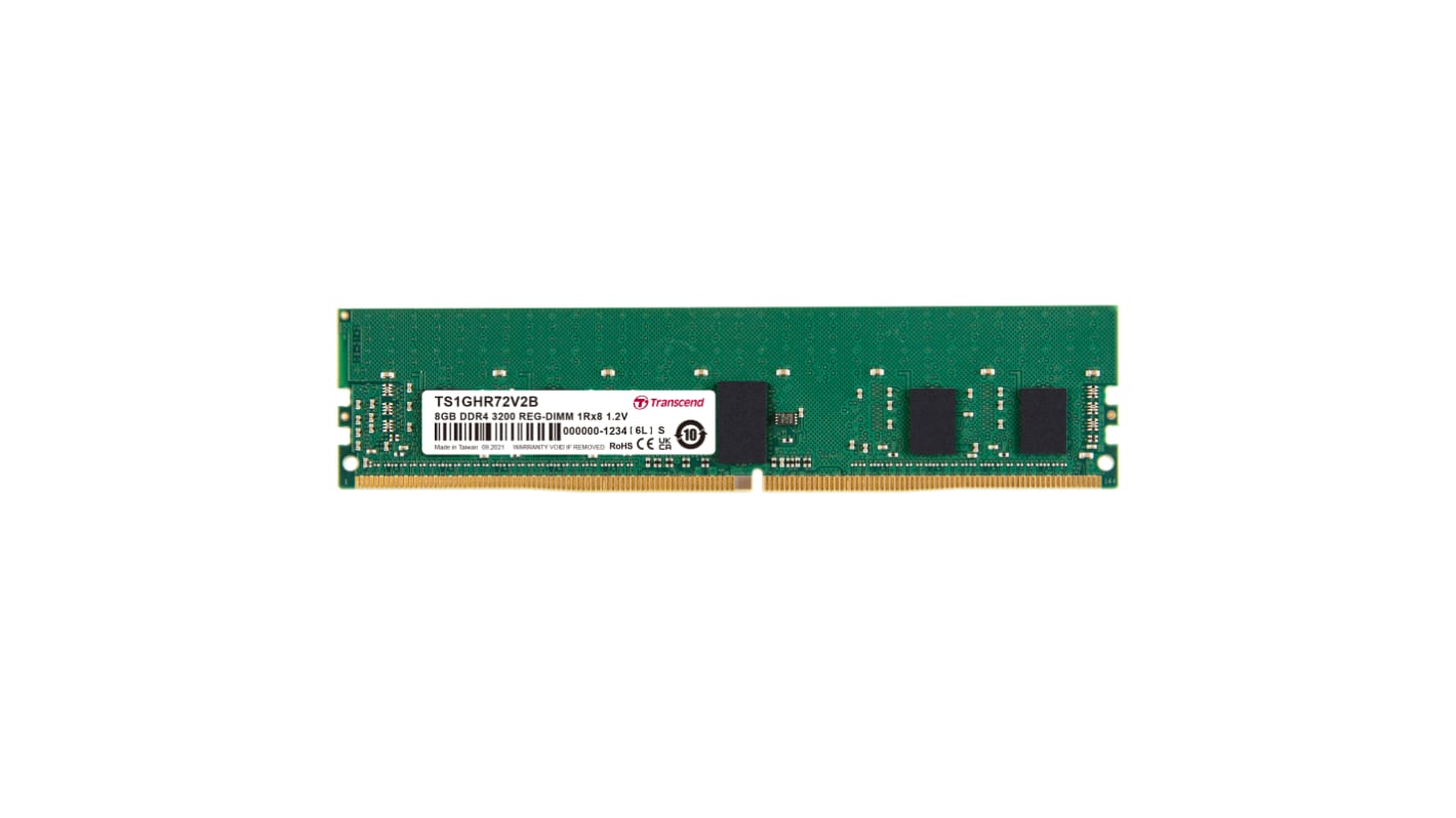 Transcend 台式机, 服务器内存, 8 GB, DDR4, 3200Mbit/s, RDIMM插槽