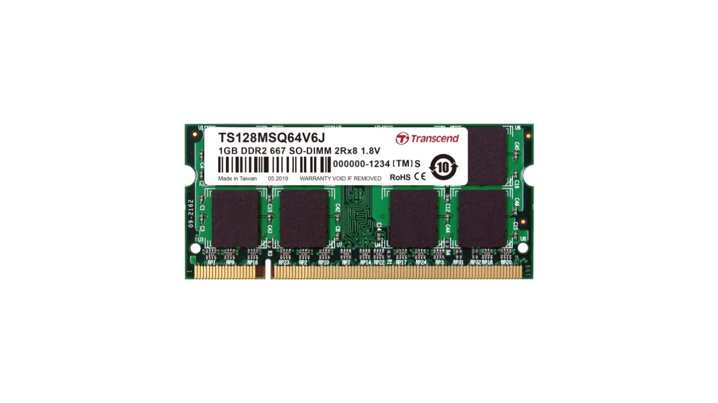 Transcend 1 GB DDR2 Desktop, Laptop RAM, 667Mbit/s, SODIMM, 1.8V