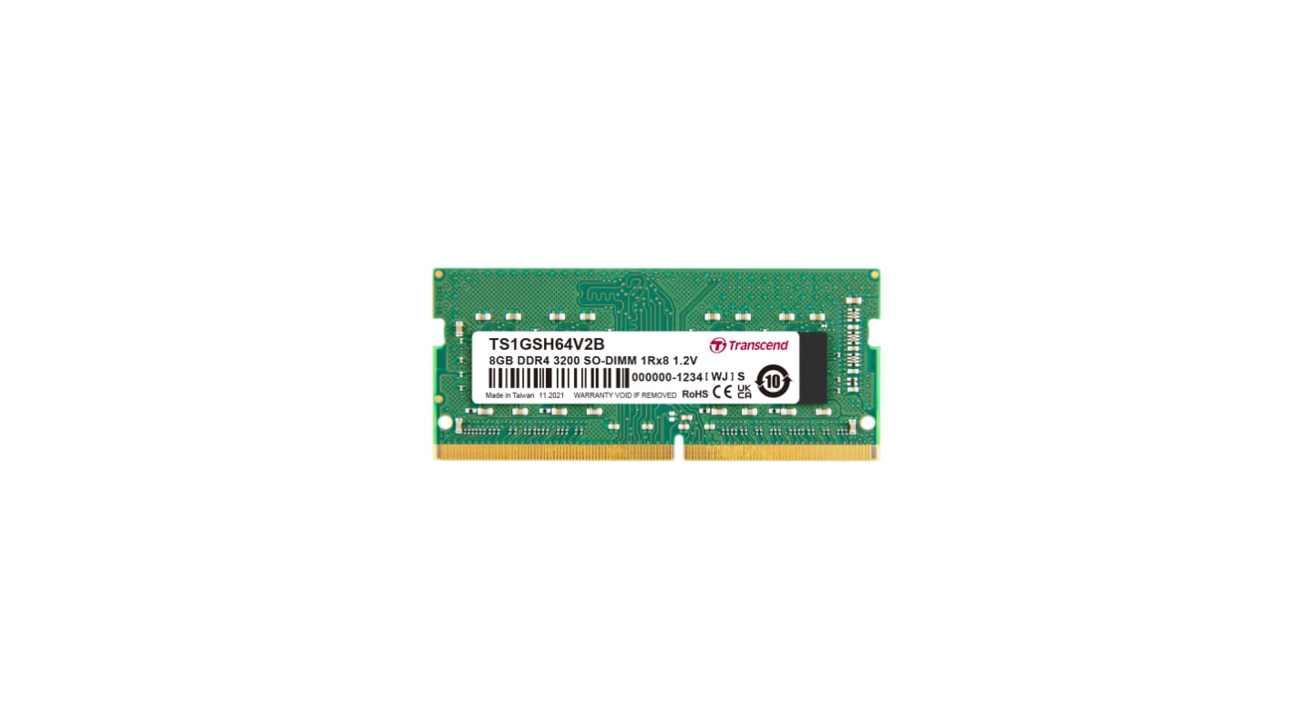 Transcend 8 GB DDR4 Desktop, Laptop RAM, 3200Mbit/s, SODIMM, 1.2V