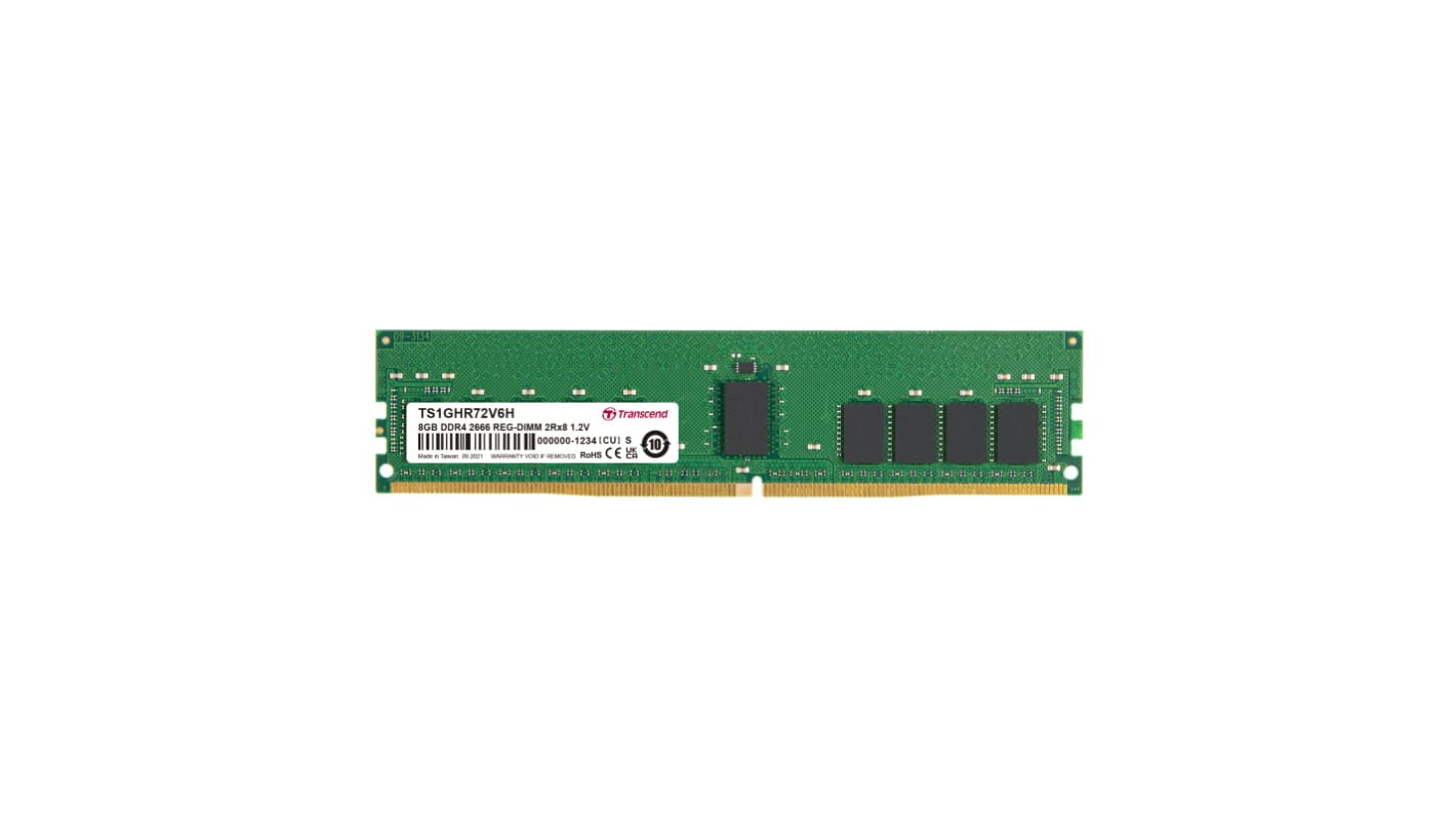 Transcend 服务器内存, 8 GB, DDR4, 2666Mbit/s, RDIMM插槽