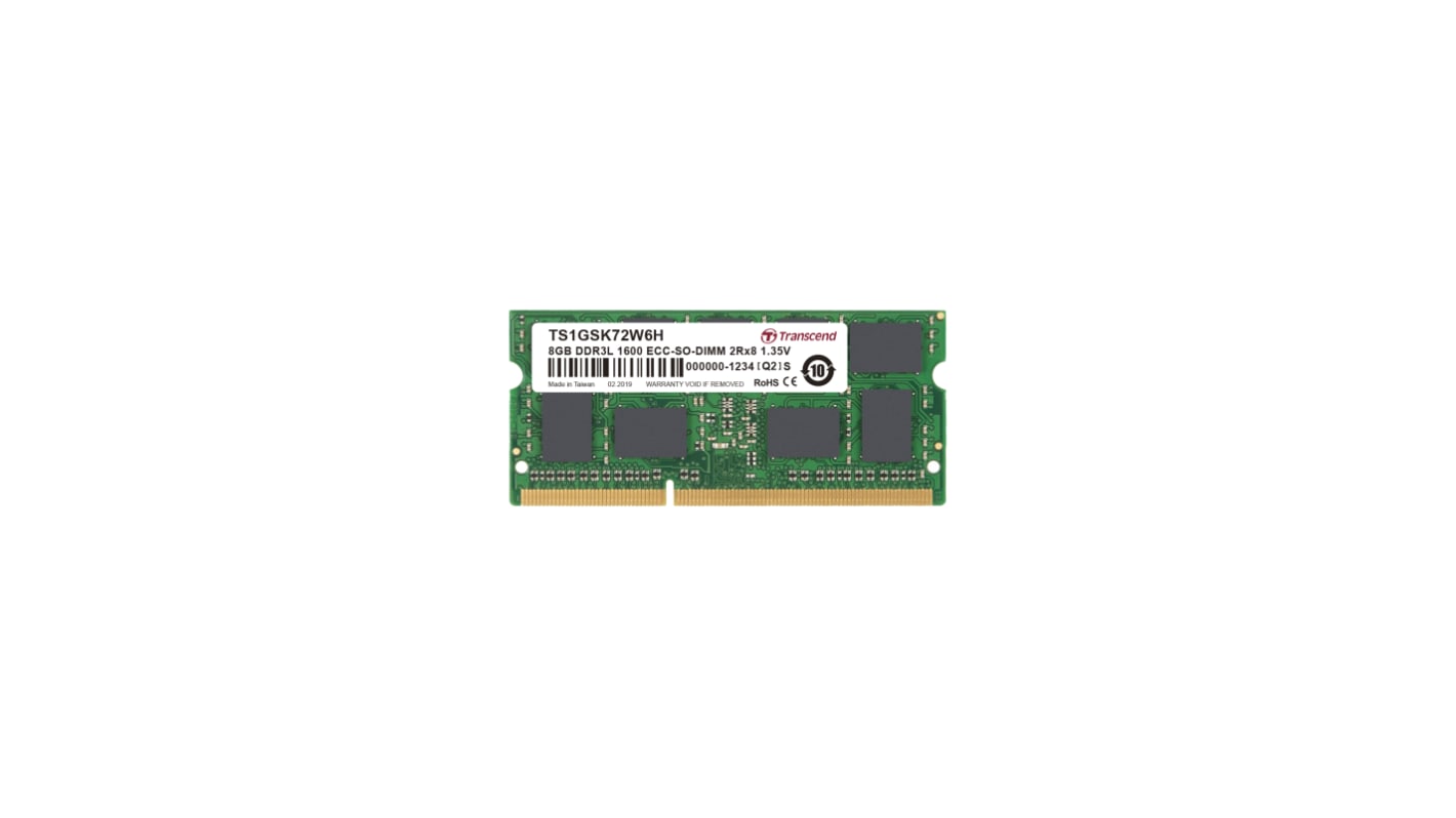 Transcend 8 GB DDR3L Desktop, Server RAM, 1600Mbit/s, SODIMM, 1.35V