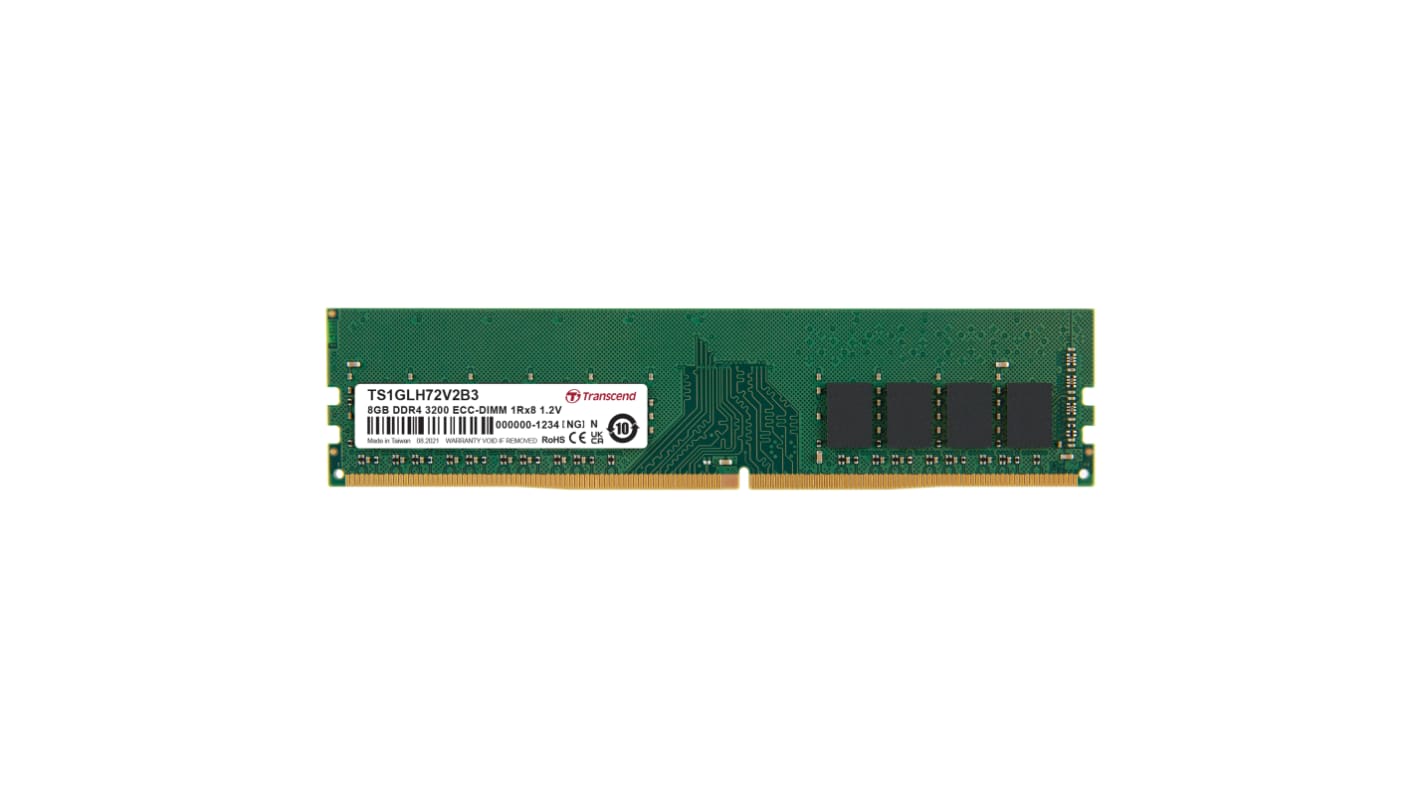 Transcend 台式机, 笔记本内存, 8 GB, DDR4, 3200Mbit/s, DIMM插槽