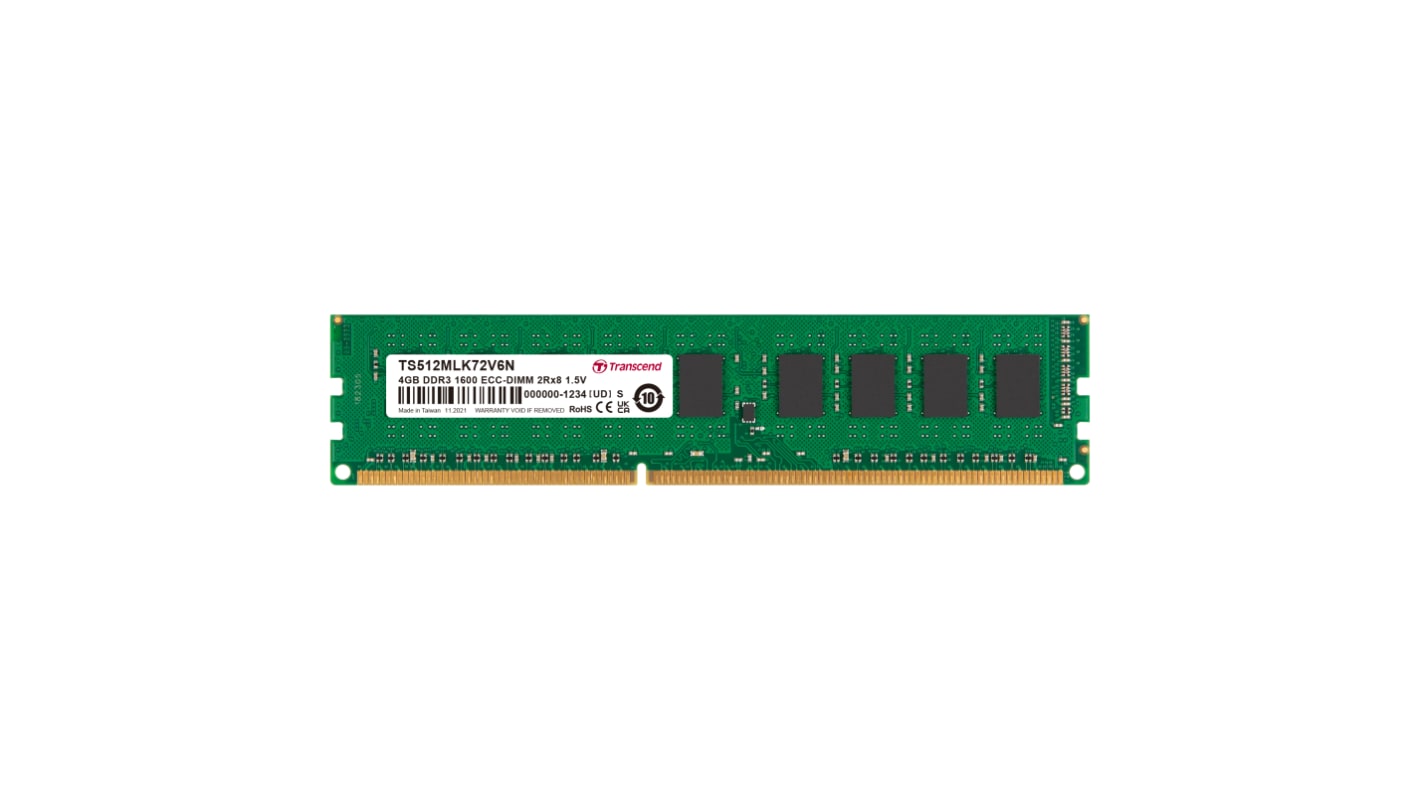 Transcend 8 GB DDR3 Desktop, Server RAM, 1600Mbit/s, DIMM, 1.5V