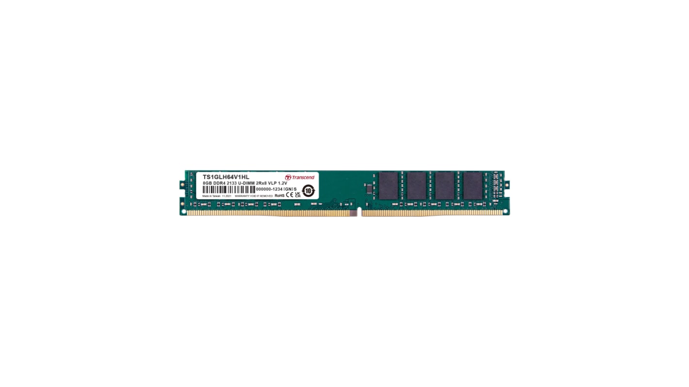 Transcend 8 GB DDR4 Server RAM, 2133Mbit/s, UDIMM, 1.2V
