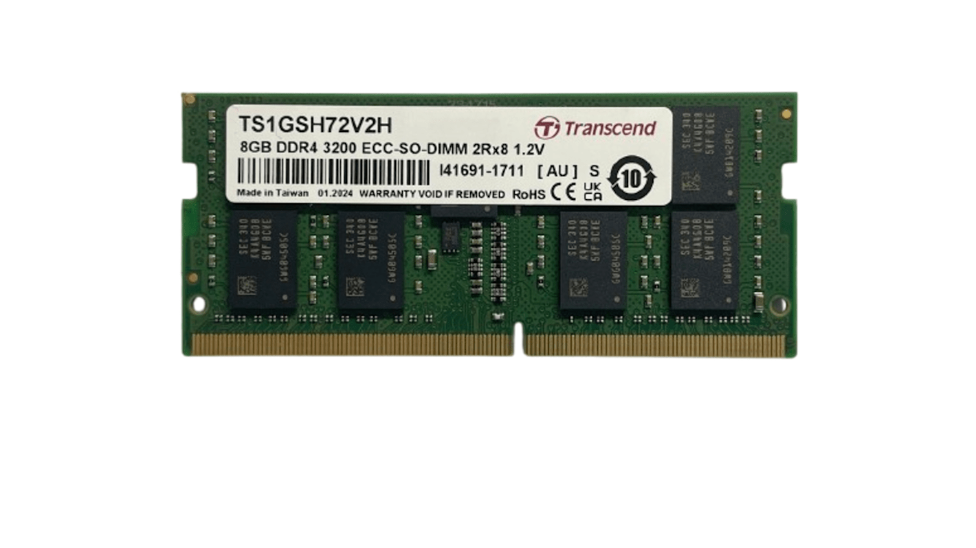 Transcend 台式机, 笔记本内存, 8 GB, DDR4, 3200Mbit/s, SODIMM插槽