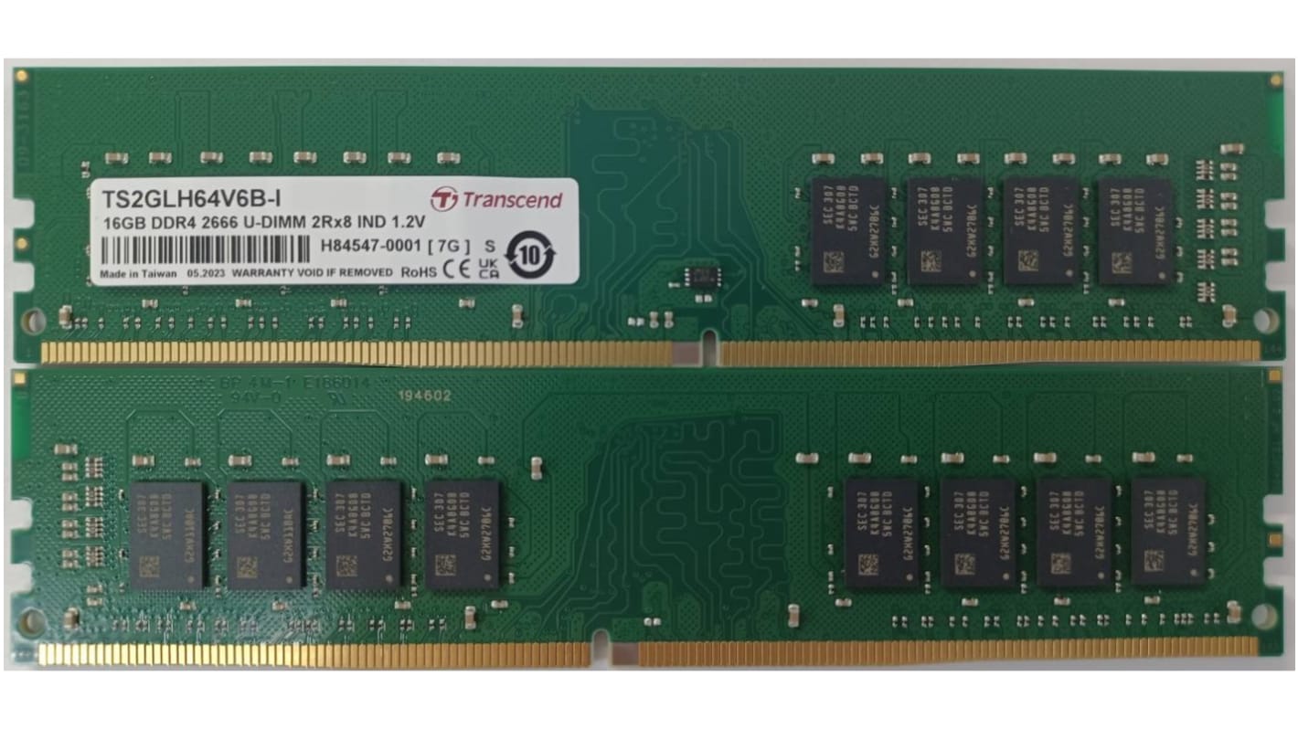 Transcend内存, 16GB, DDR4, 2666Mbit/s, UDIMM插槽