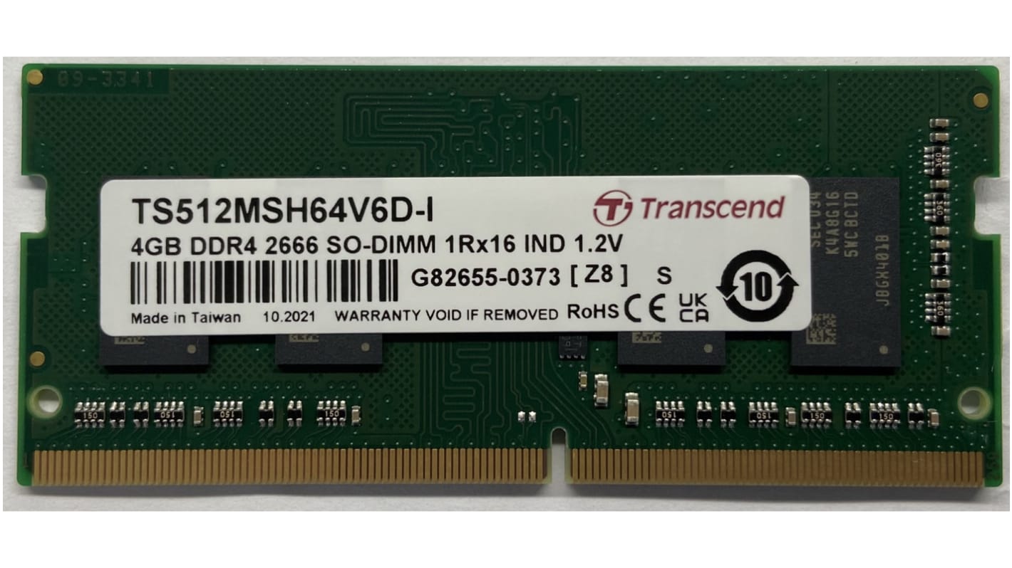 Transcend内存, 4GB, DDR4, 2666Mbit/s, SODIMM插槽