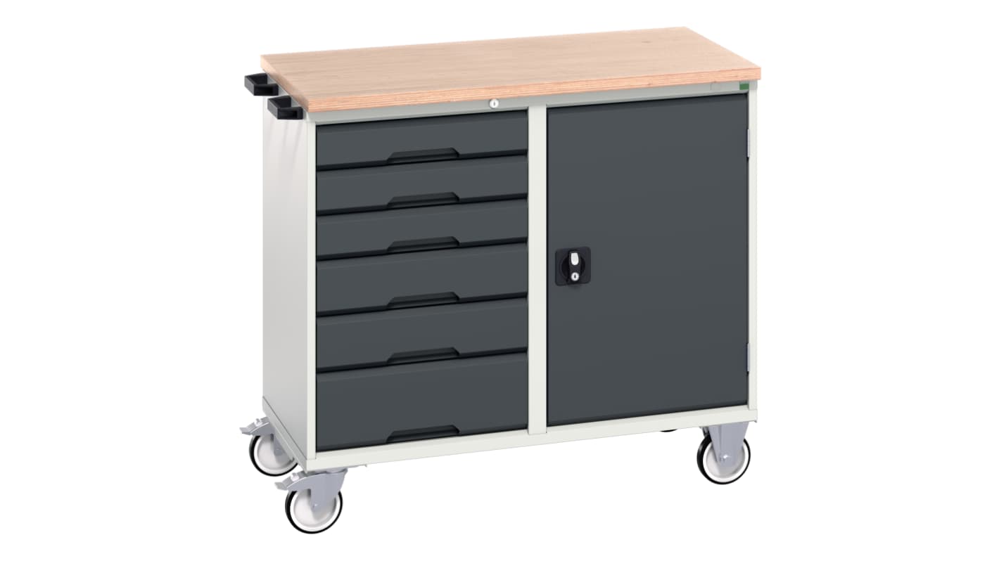 Bott 1 Door, 6 Drawer Sheet Steel Floor Standing Workshop Tool Trolley, 1050 x 600 x 980mm