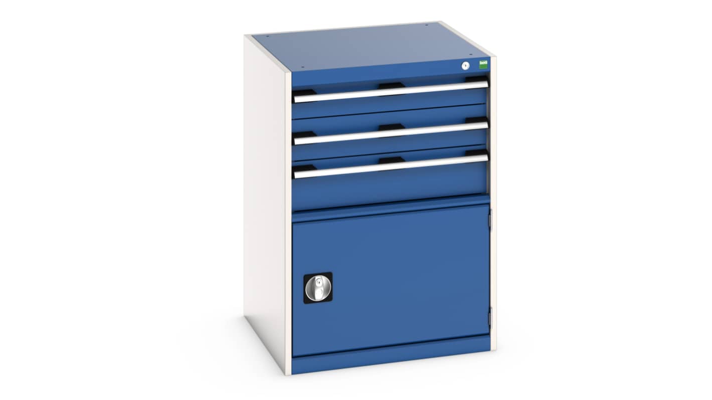 Bott 1 Door, 3 Drawer Sheet Steel Floor Standing Cabinet, 650 x 650 x 900mm