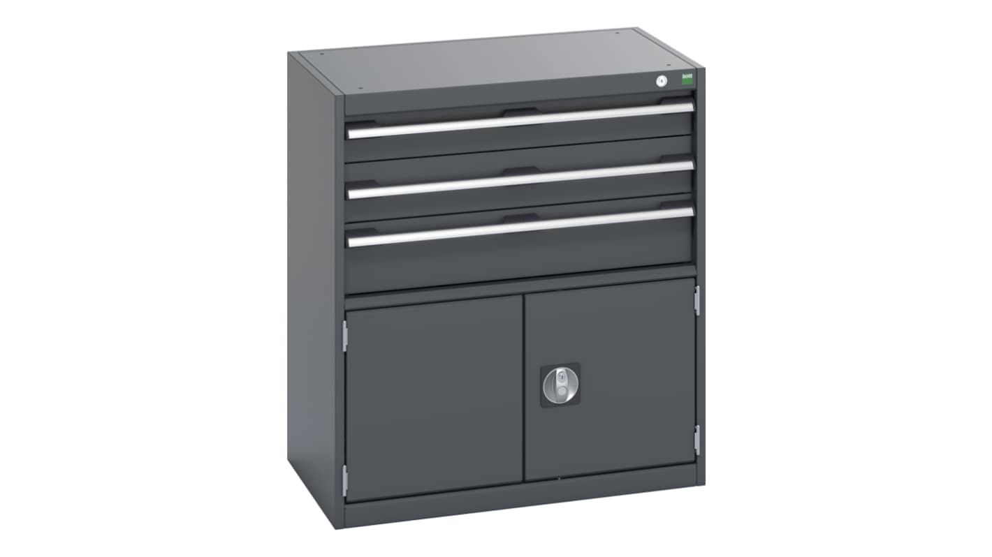 Bott 2 Door, 3 Drawer Sheet Steel Floor Standing Cabinet, 800 x 525 x 900mm