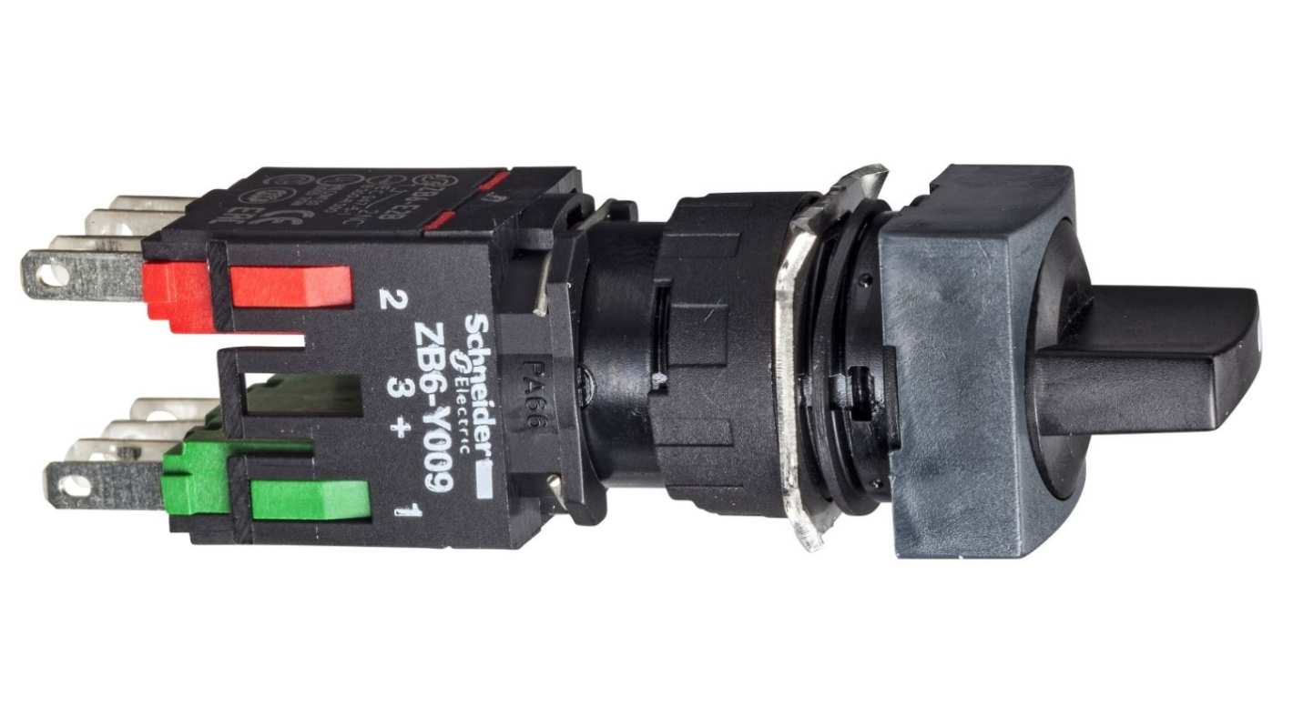 Schneider Electric 2档转换开关, SPDT, 16mm开孔, 最大3A ， 220mA, 250V, IP65, 手柄操控, Harmony XB6系列