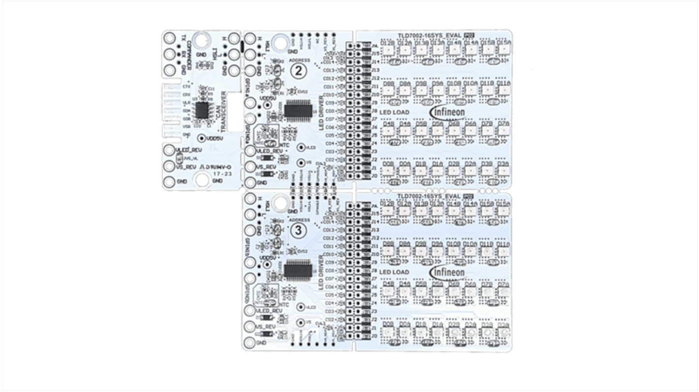 Infineon TLD700216SYSEVALTOBO1, TLD7002-16SYS_EVAL board LED Evaluation Kit for TLD7002-16SYS_EVAL for LEDs