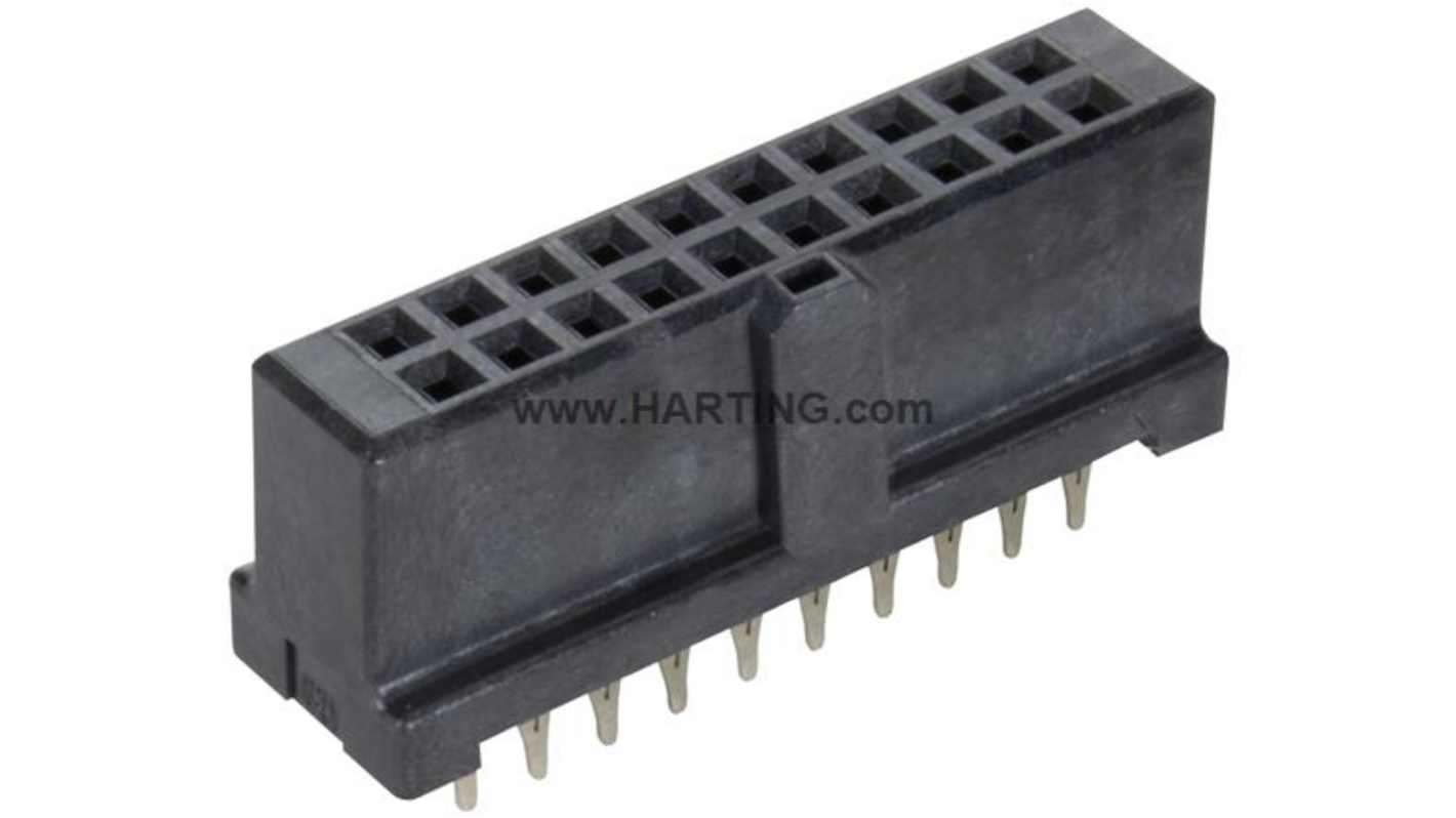 HARTING 09195 Series Straight PCB PCB Header, 20 Contact(s), 2.54 mm Pitch, 2 Row(s), Shrouded