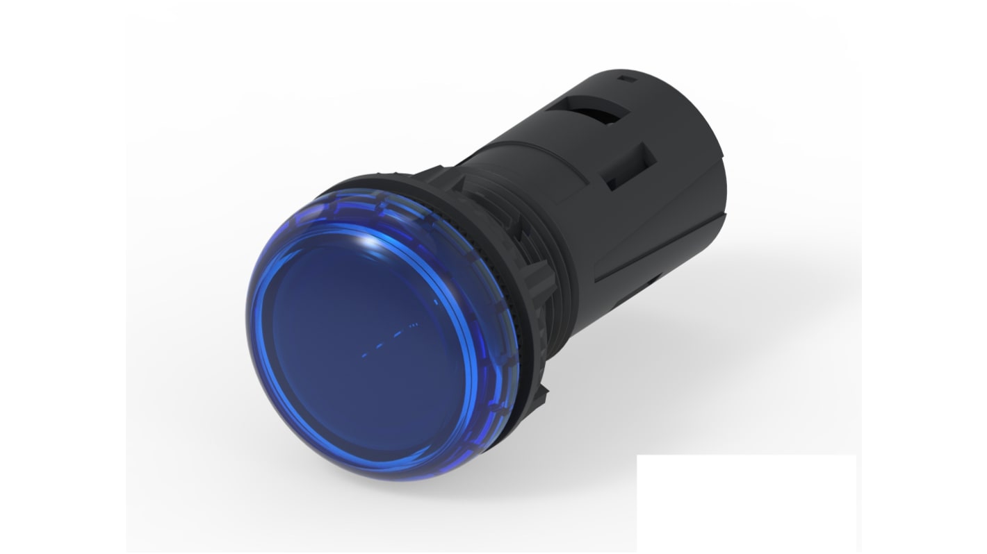 TE Connectivity, 3-2489541, Screw Mount Blue LED Pilot Light, 19.6mm Cutout, IP20, IP65, Dome, 415V ac
