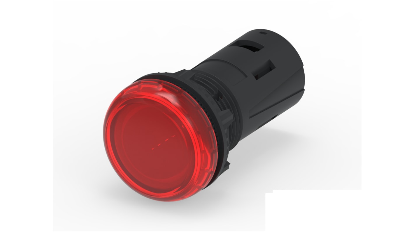 TE Connectivity, 1-2489541, Screw Mount Red LED Pilot Light, 19.6mm Cutout, IP20, IP65, Dome, 415V ac