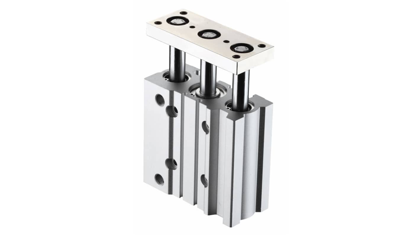 RS PRO Pneumatic Guided Cylinder - 25mm Bore, 75mm Stroke, Double Acting
