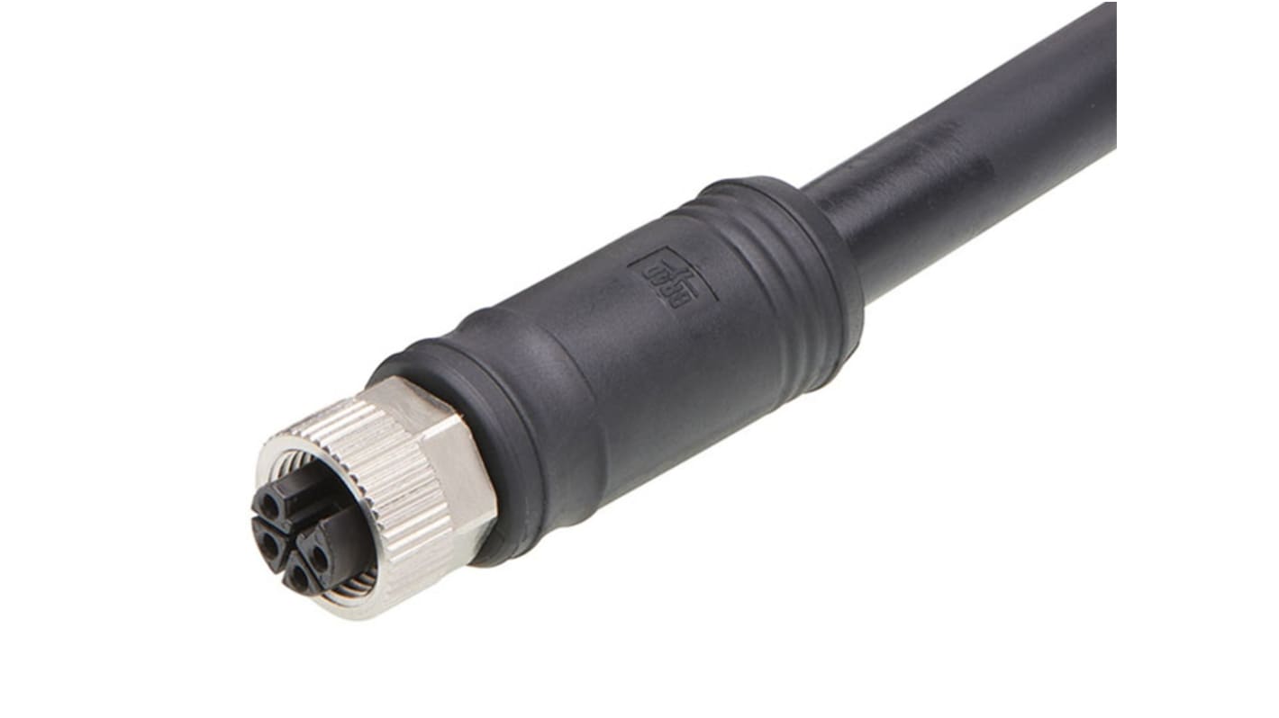 Brad from Molex Cordset, 4 Contacts, Cable Mount, M12 Connector, Socket, Female, IP67, 120500 Series