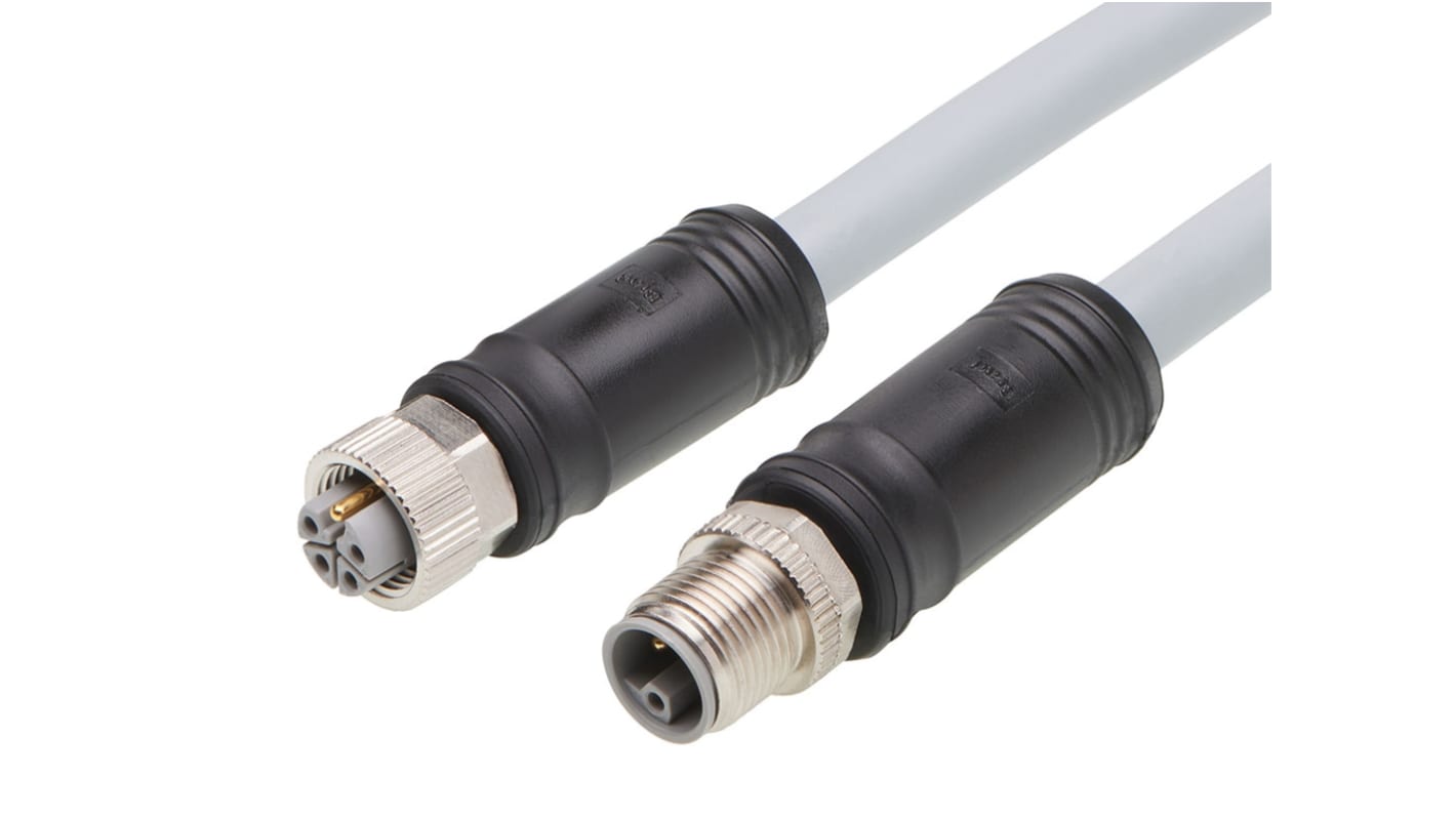 Brad from Molex Cordset, 5 Contacts, Cable Mount, M12 Connector, Plug and Socket, Female to Male, IP67, 120501 Series