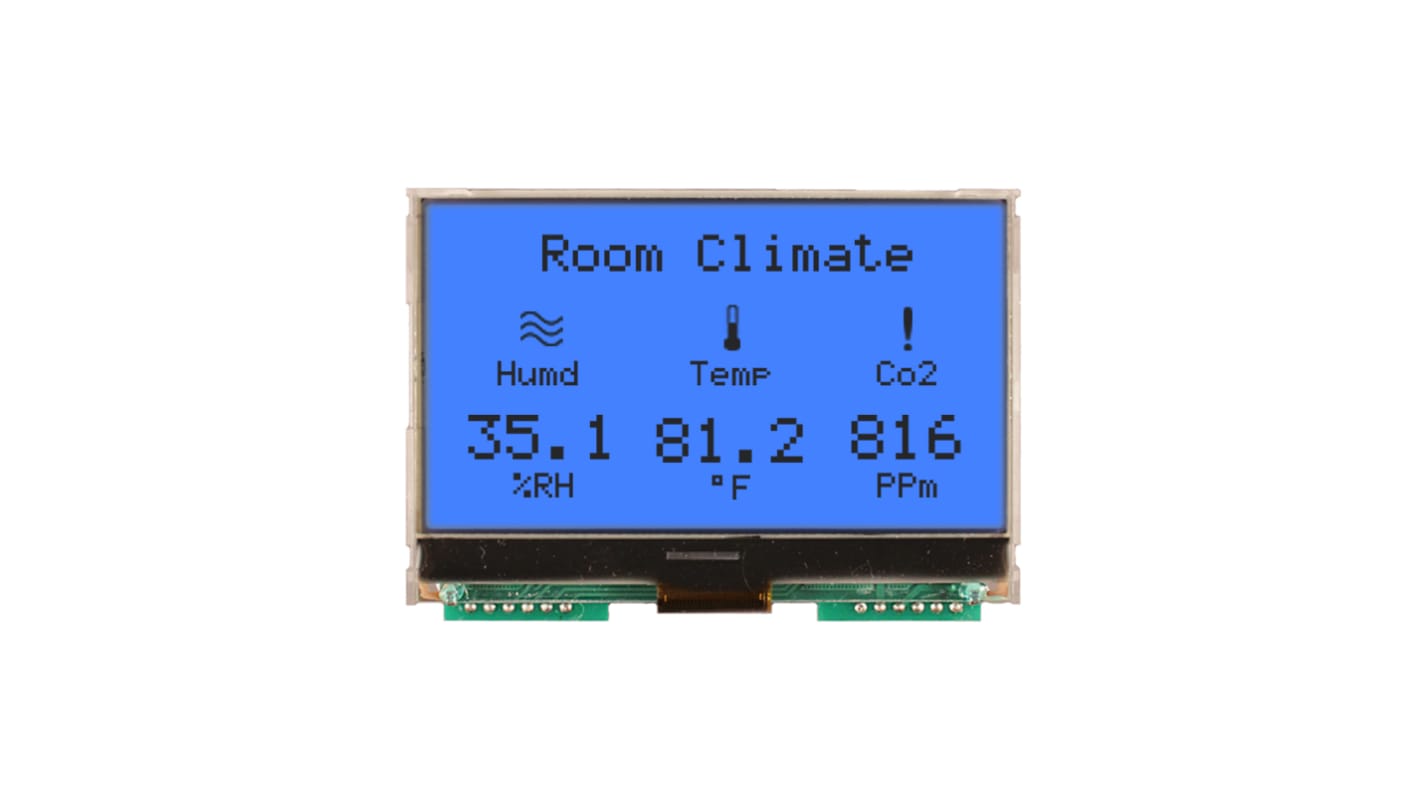 NEWHAVEN DISPLAY INTERNATIONAL NHD-C12864A1Z-FSB-FBW-HTT Graphic LCD Graphic Display, Blue on, Transflective