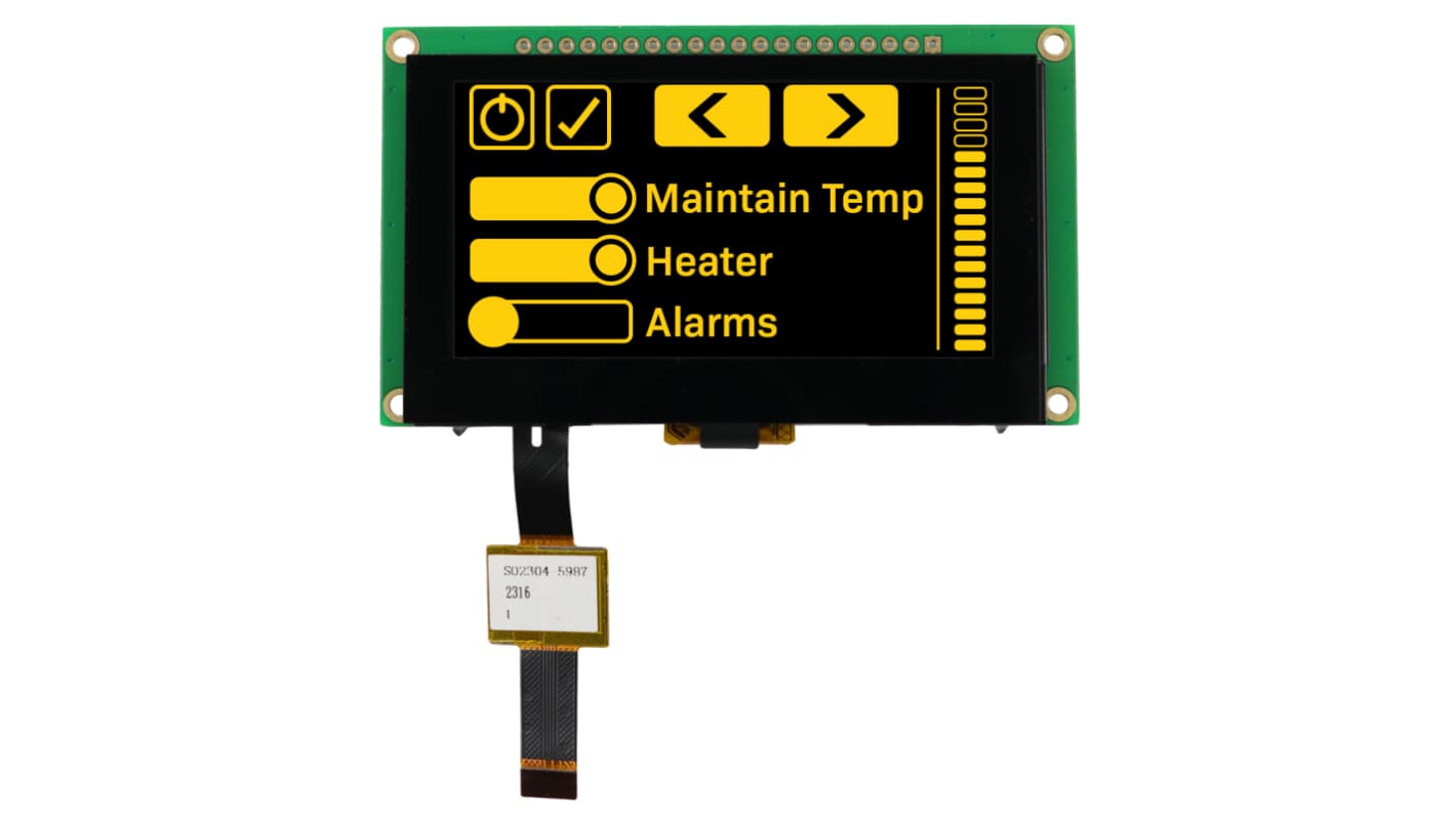 NEWHAVEN DISPLAY INTERNATIONAL 2.7in Yellow OLED Display 128 x 64pixels PCB Mount I2C, Parallel, SPI Interface