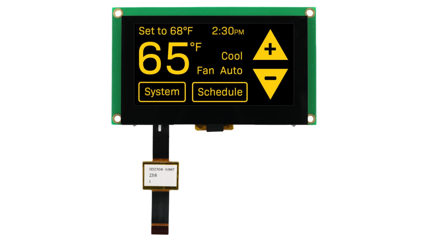 NEWHAVEN DISPLAY INTERNATIONAL有機EL ディスプレイ, 2.7インチ, 黄, 128 x 64pixels PCBマウント