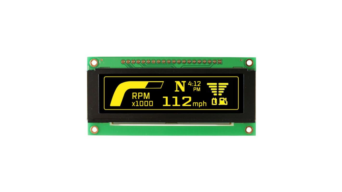 NEWHAVEN DISPLAY INTERNATIONAL 2.8in Yellow Passive matrix OLED Display 256 x 64pixels PCB Mount Parallel, SPI Interface