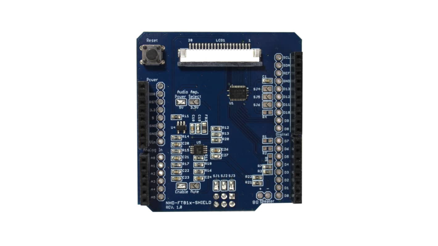 NEWHAVEN DISPLAY INTERNATIONAL 用于连接 FT81x EVE TFT 模块的 Arduino 屏蔽板, Arduino屏蔽套件