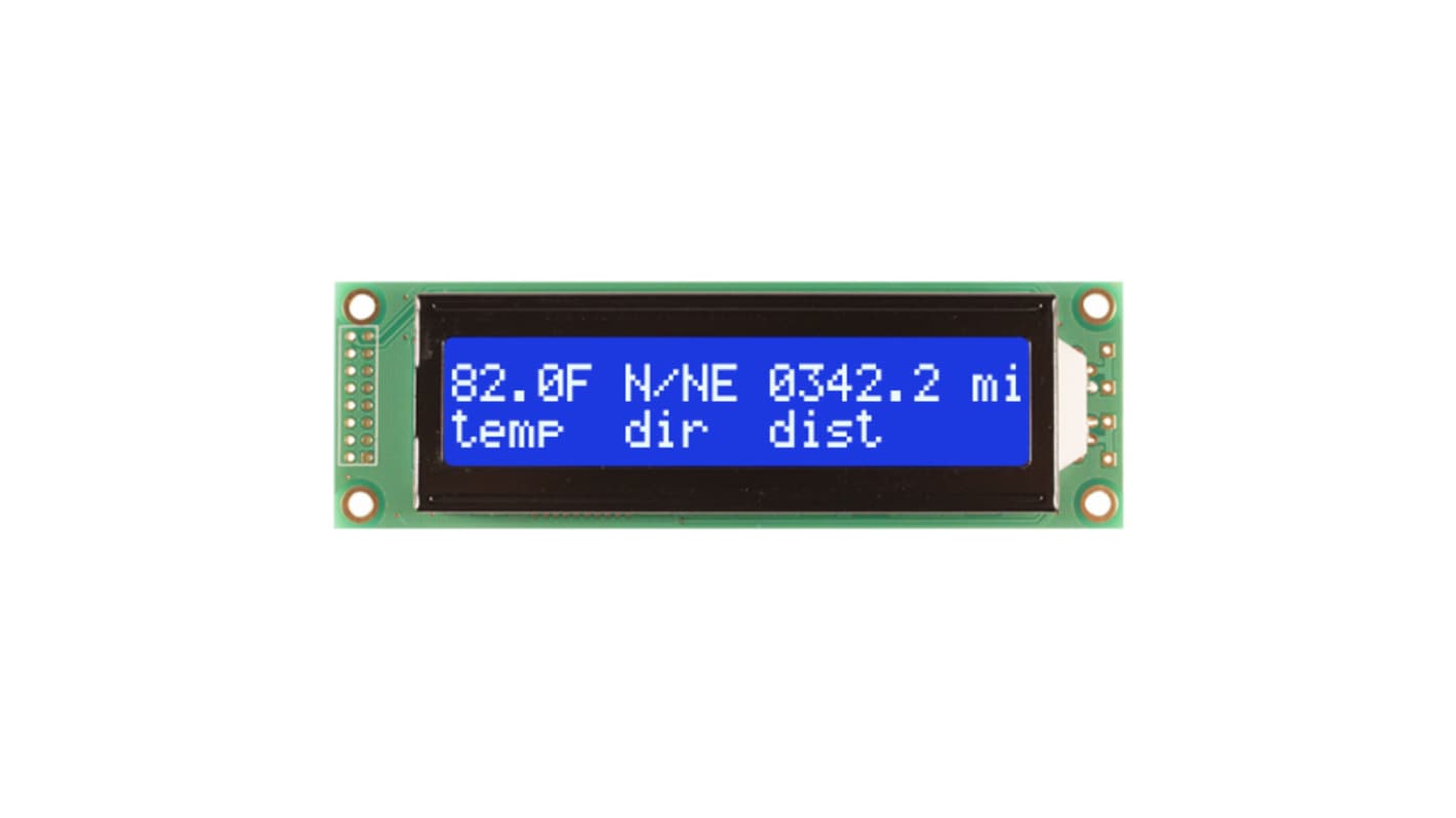 NEWHAVEN DISPLAY INTERNATIONAL NHD-0220DZ-NSW-BBW Alphanumeric LCD Alphanumeric Display, White on Blue, 2 Rows by 20